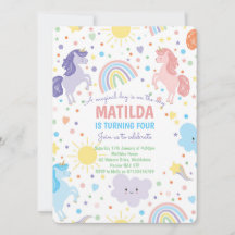Feestuitnodigingen voor mooie kleine eenhoorns