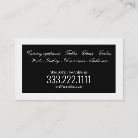Feestverhuur servies Decor Zwart Wit Bordered Visitekaartje (Achterkant)