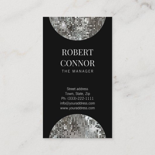 Feestverhuur servies Star Disco Ball Zwart Kaart Visitekaartje (Achterkant)