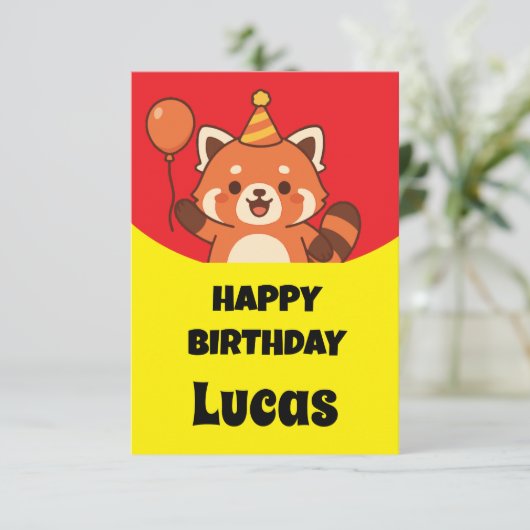 Feestverjaardag geweldige rode panda kaart (Staand voorkant)