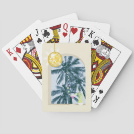 Feestverlichting, Cocktails en Disco Ball onder ha Pokerkaarten