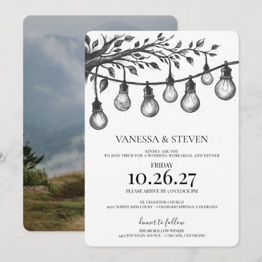 Feestverlichting Proefdinermenu Kaart (Voorkant / Achterkant)