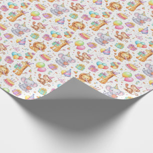 Feestvierend dier Parade – Waterverf Verjaardagson Cadeaupapier