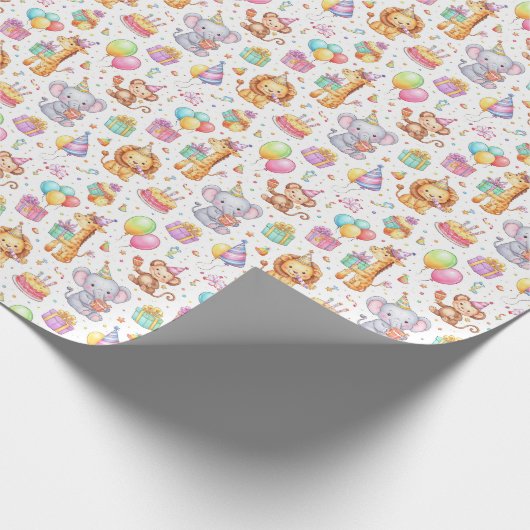 Feestvierend dier Parade – Waterverf Verjaardagson Cadeaupapier (Hoek)
