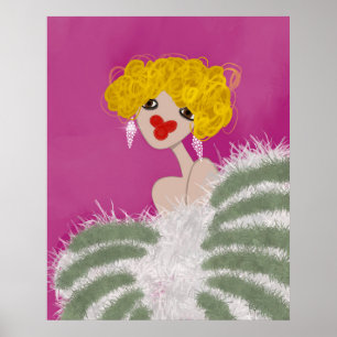 Feestvierend Meisje Dansend Roze Glam Mode Kunst Poster