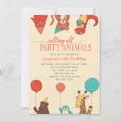 Feestvierende Dieren met Ballonnen Aangepaste Kind Kaart (Voorkant)