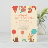 Feestvierende Dieren met Ballonnen Aangepaste Kind Kaart (Staand voorkant)