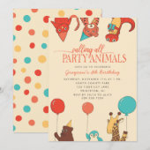 Feestvierende Dieren met Ballonnen Aangepaste Kind Kaart (Voorkant / Achterkant)