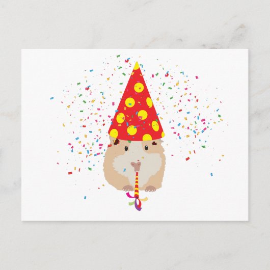 Feestvierende hamster - Dieren hebben een feestje Briefkaart (Voorkant)