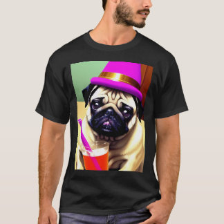 Feestvierende Pug Lege kaart voor elke gelegenheid T-shirt