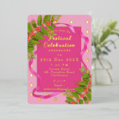 Feestviering Christmas Pink Folie Uitnodiging (Staand Voorkant)