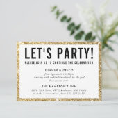 FEESTVIERING INFO eenvoudige moderne gouden glitte Kaart (Staand voorkant)