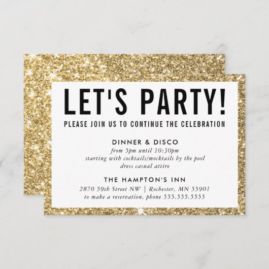 FEESTVIERING INFO eenvoudige moderne gouden glitte Kaart (Voorkant / Achterkant)