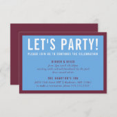 FEESTVIERING INFO modern minimal maroon blauw Kaart (Voorkant / Achterkant)