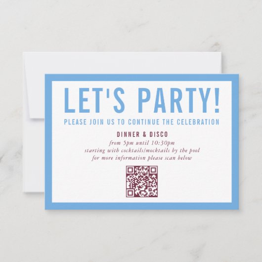 FEESTVIERING INFO modern minimal maroon blauw Kaart (Voorkant)