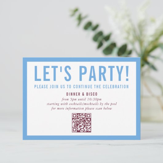 FEESTVIERING INFO modern minimal maroon blauw Kaart (Staand voorkant)