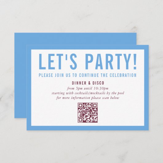 FEESTVIERING INFO modern minimal maroon blauw Kaart (Voorkant / Achterkant)