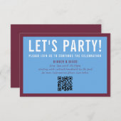 FEESTVIERING INFO modern minimal maroon blauw Kaart (Voorkant / Achterkant)