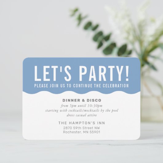 FEESTVIERING INFO modern vet blauw grijs Kaart (Staand voorkant)