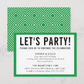 FEESTVIERING INFO moderne strakke Kelly groen Kaart (Voorkant / Achterkant)