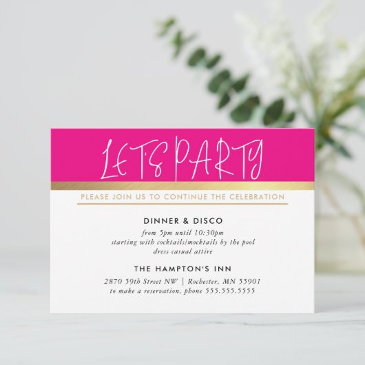 FEESTVIERING INFO ultra trendy roze goud Kaart (Staand voorkant)