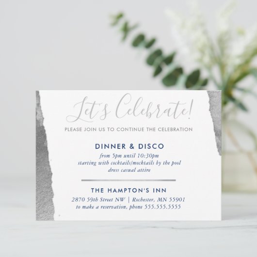 FEESTVIERING INSERT modern luxe verguld zilver Kaart (Staand voorkant)