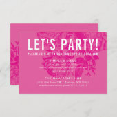 FEESTVIERING KAART modern bloemig roze (Voorkant / Achterkant)