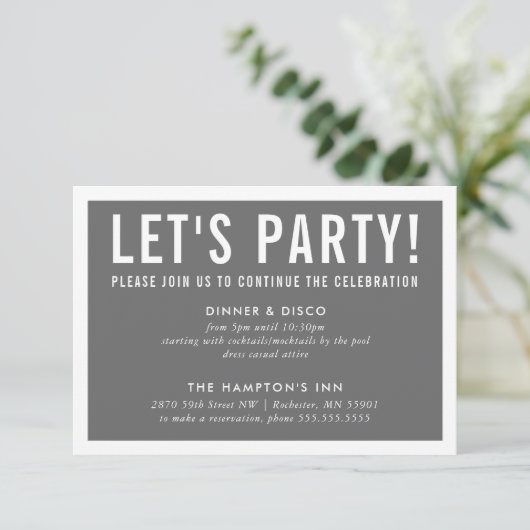 FEESTVIERING KAART modern blokje minimal grey (Staand voorkant)