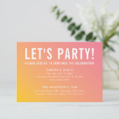 FEESTVIERING KAART modern roze geel gradiënt (Staand voorkant)