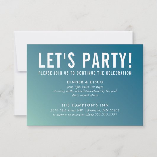 FEESTVIERING KAART moderne blauw mint gradiënt (Voorkant)