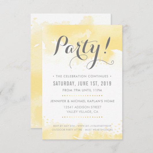 FEESTVIERING KAART moderne gele waterverf (Voorkant / Achterkant)