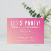 FEESTVIERING KAART moderne roze gradiënt (Staand voorkant)