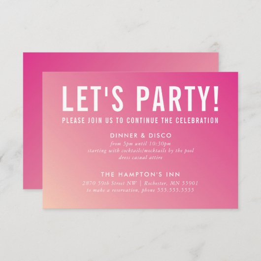 FEESTVIERING KAART moderne roze gradiënt (Voorkant / Achterkant)