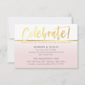 FEESTVIERING KAART ombre bord roze faux gold (Voorkant)