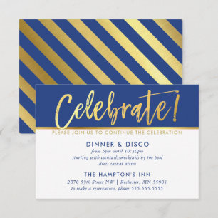 FEESTVIERING KAART royal blue faux gold type