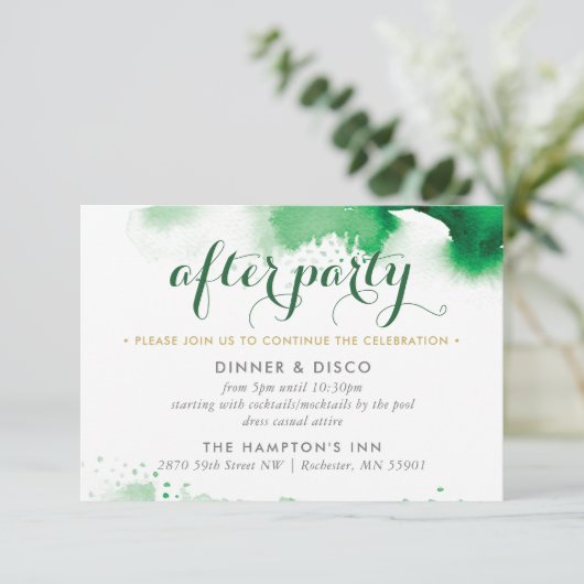 FEESTVIERING KAART smart cool groene waterverf (Staand voorkant)