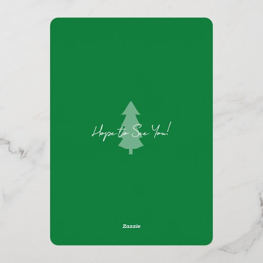 Feestviering Kerst Geel Groen Folie Uitnodiging (Achterkant)