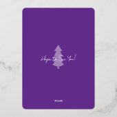 Feestviering Kerst Paarse Folie Uitnodiging (Achterkant)