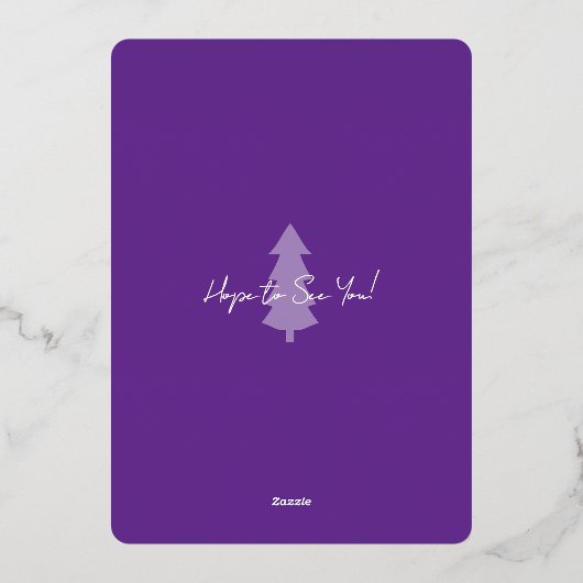 Feestviering Kerst Paarse Folie Uitnodiging (Achterkant)