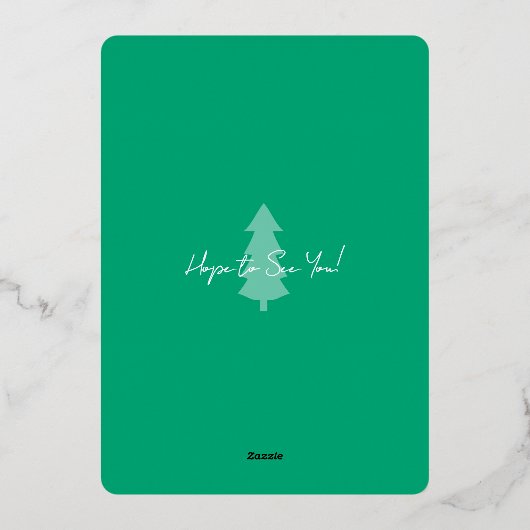 Feestviering Kerstgroen Folie Uitnodiging (Achterkant)