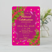 Feestviering Kerstrood Folie Uitnodiging (Staand Voorkant)