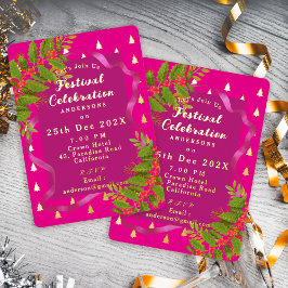 Feestviering Kerstrood Folie Uitnodiging