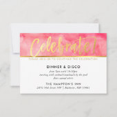 FEESTVIERING koraal roze waterverf goudtype Kaart (Voorkant)