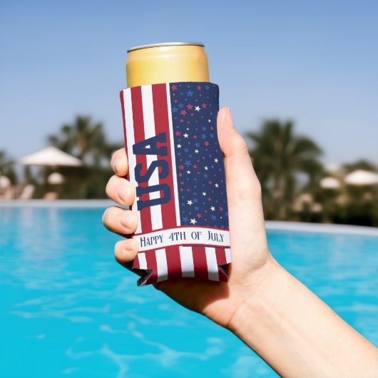 Feestviering Patriottische USA Happy 4th van juli Seltzer Blikjeskoeler (Insitu Zwembad)