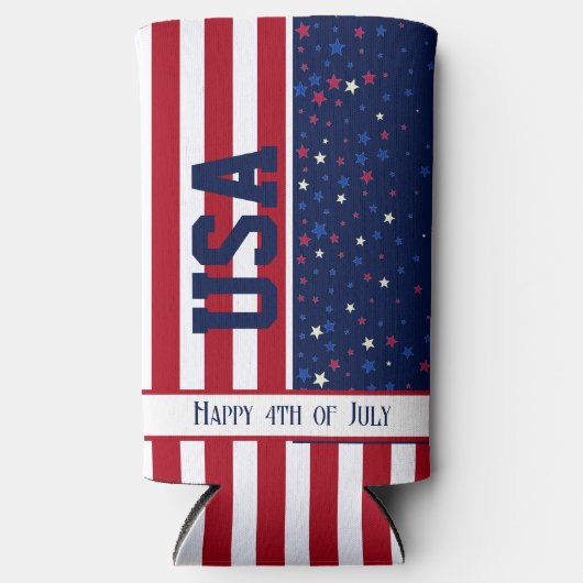 Feestviering Patriottische USA Happy 4th van juli Seltzer Blikjeskoeler (Voorkant)