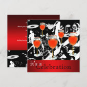 Feestviering Rode Wijn Glas Retro Muziek Kaart (Voorkant / Achterkant)