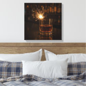 Feestvonken in een glas whisky canvas afdruk (Insitu (Slaapkamer))