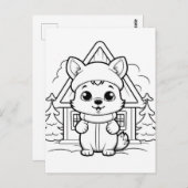 Feestvos kinder kleurstof briefkaart (Voorkant / Achterkant)