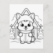 Feestvos kinder kleurstof briefkaart (Voorkant)