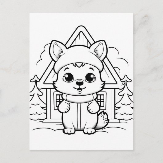 Feestvos kinder kleurstof briefkaart (Voorkant)